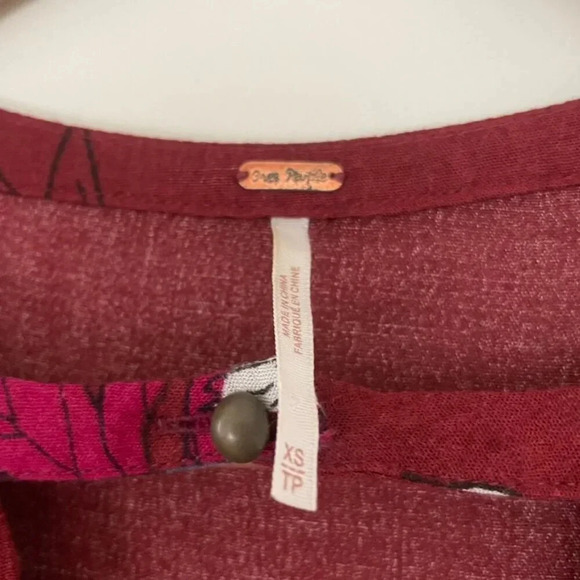 Free People Tree Swing Tunic Mini Dress Burgundy Floral Size XS - Picture 3 of 8